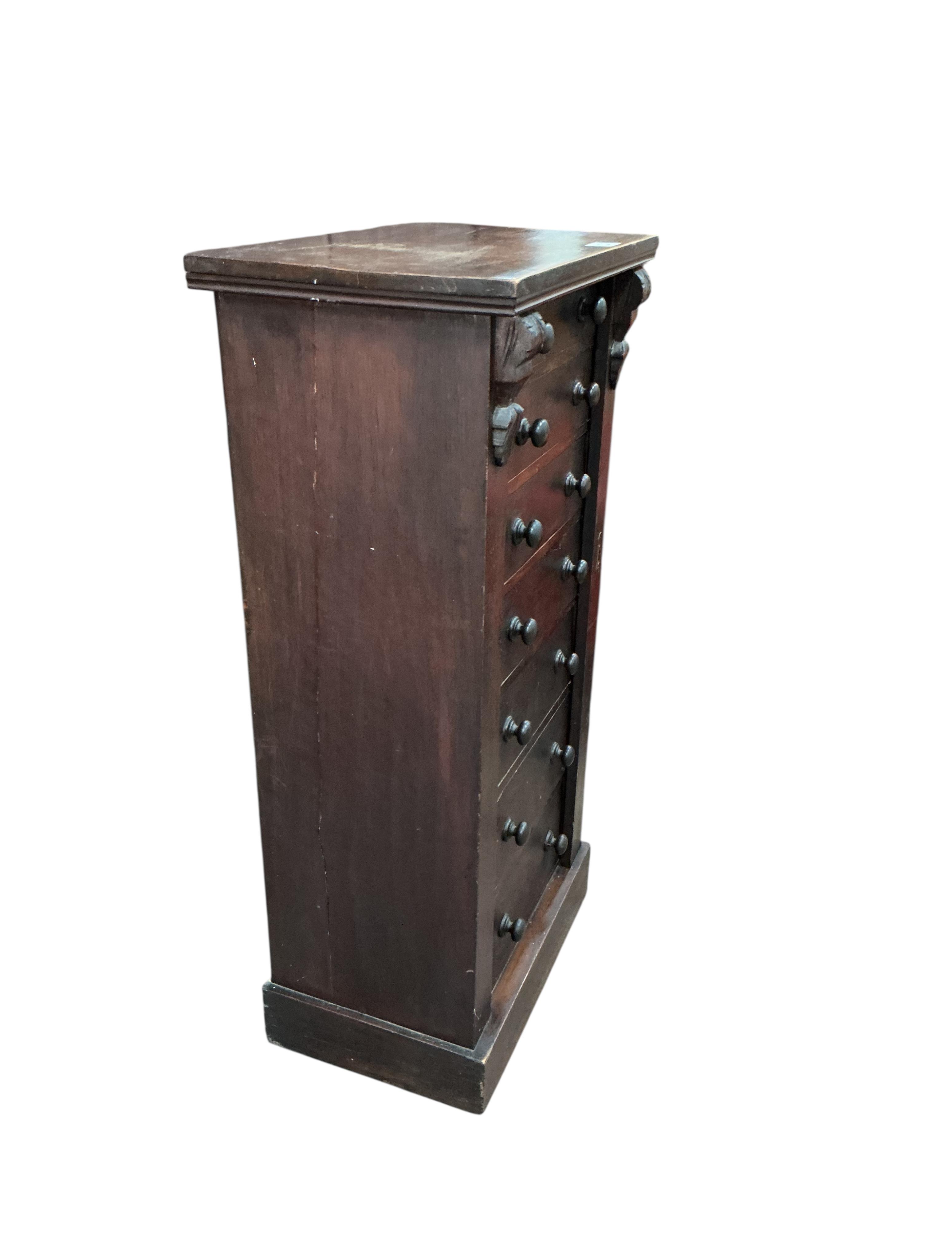 A Victorian mahogany Wellington chest, width 52cm, depth 35cm, height 106cm